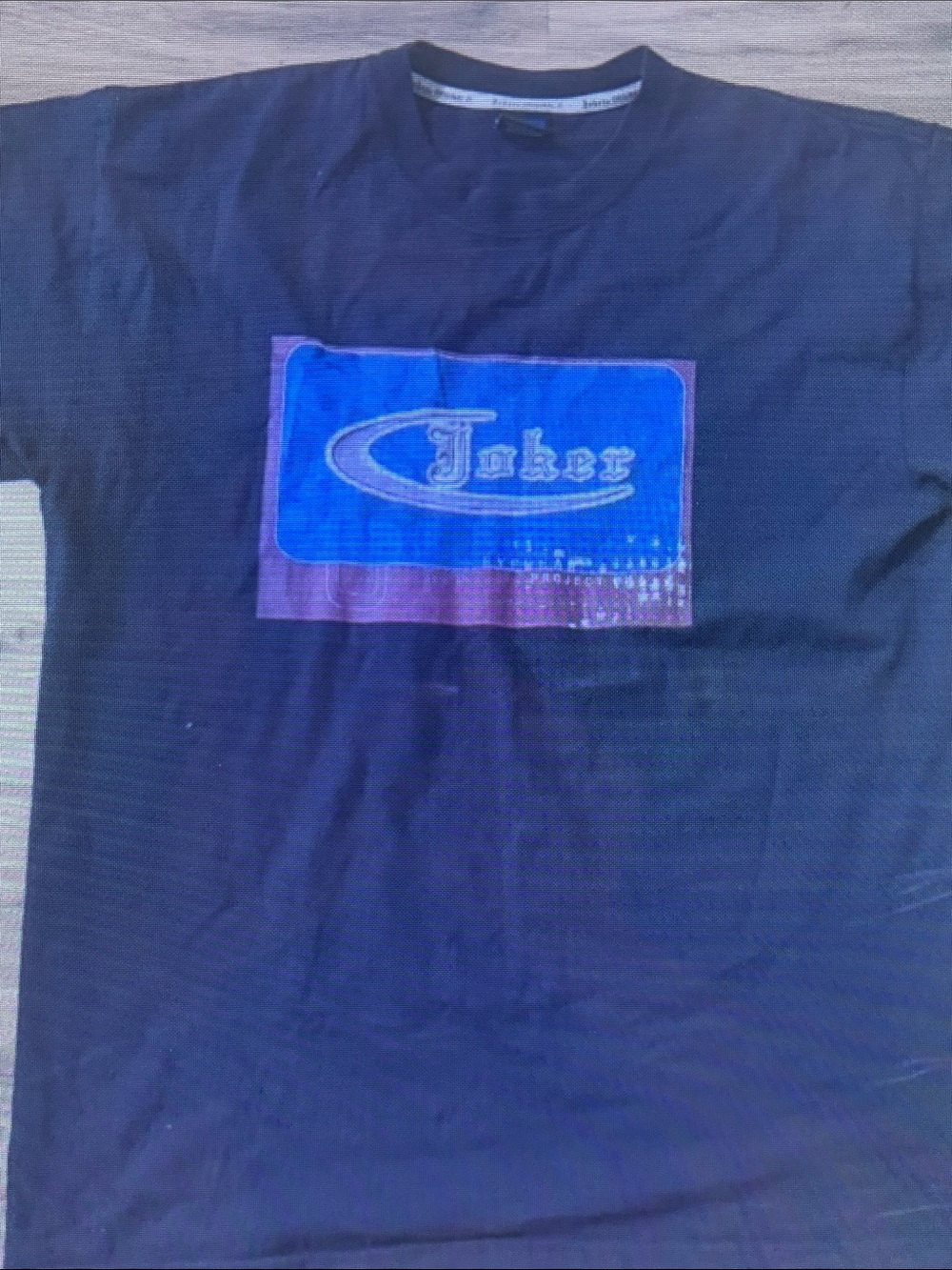 Dark Blue Graphic Tee with Center Logo